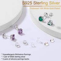 1 Pair Elegant Shiny Solid Color Plating Inlay Sterling Silver Zircon Silver Plated Ear Studs main image 2