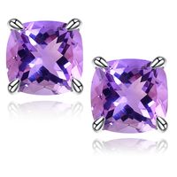 1 Pair Elegant Shiny Solid Color Plating Inlay Sterling Silver Zircon Silver Plated Ear Studs sku image 2
