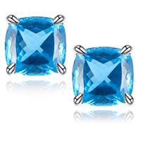 1 Pair Elegant Shiny Solid Color Plating Inlay Sterling Silver Zircon Silver Plated Ear Studs sku image 3