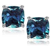 1 Pair Elegant Shiny Solid Color Plating Inlay Sterling Silver Zircon Silver Plated Ear Studs sku image 6
