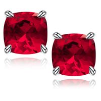 1 Pair Elegant Shiny Solid Color Plating Inlay Sterling Silver Zircon Silver Plated Ear Studs sku image 7
