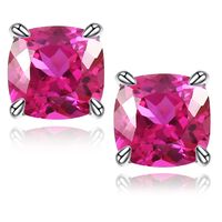 1 Pair Elegant Shiny Solid Color Plating Inlay Sterling Silver Zircon Silver Plated Ear Studs sku image 9