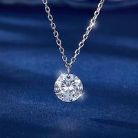 Sterling Silver White Gold Plated Elegant Lady Plating Inlay Round Zircon Pendant Necklace main image 4