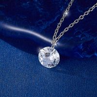 Sterling Silver White Gold Plated Elegant Lady Plating Inlay Round Zircon Pendant Necklace main image 5