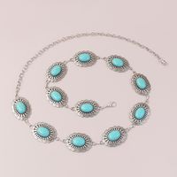 Ethnic Style Bohemian Oval Flower Zinc Alloy Inlay Turquoise Rose Gold Plated Silver Plated Women's Waist Chain main image 9