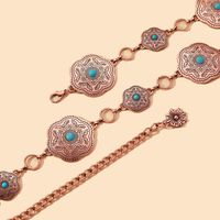Ethnic Style Bohemian Oval Flower Zinc Alloy Inlay Turquoise Rose Gold Plated Silver Plated Women's Waist Chain main image 7