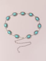 Ethnic Style Bohemian Oval Flower Zinc Alloy Inlay Turquoise Rose Gold Plated Silver Plated Women's Waist Chain main image 10