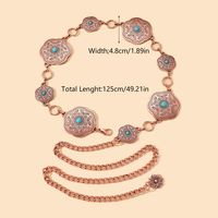 Ethnic Style Bohemian Oval Flower Zinc Alloy Inlay Turquoise Rose Gold Plated Silver Plated Women's Waist Chain sku image 4