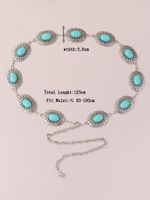Ethnic Style Bohemian Oval Flower Zinc Alloy Inlay Turquoise Rose Gold Plated Silver Plated Women's Waist Chain sku image 3