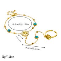 Titanium Steel 18K Gold Plated Vintage Style Hollow Out Inlay Life Tree Turquoise Bracelets main image 2