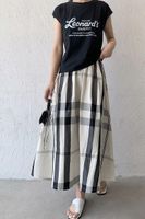 Summer Retro Classic Style Color Block Polyester Midi Dress Skirts main image 2