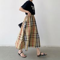 Summer Retro Classic Style Color Block Polyester Midi Dress Skirts main image 3