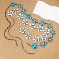 Y2K Ethnic Style Bohemian Petal Zinc Alloy Epoxy Inlay Turquoise Rose Gold Plated Silver Plated Women's Waist Chain main image 1