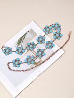 Y2K Ethnic Style Bohemian Petal Zinc Alloy Epoxy Inlay Turquoise Rose Gold Plated Silver Plated Women's Waist Chain main image 8