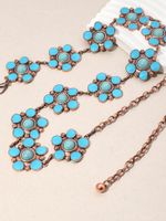 Y2K Ethnic Style Bohemian Petal Zinc Alloy Epoxy Inlay Turquoise Rose Gold Plated Silver Plated Women's Waist Chain main image 7