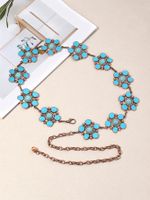 Y2K Ethnic Style Bohemian Petal Zinc Alloy Epoxy Inlay Turquoise Rose Gold Plated Silver Plated Women's Waist Chain main image 9