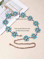 Y2K Ethnic Style Bohemian Petal Zinc Alloy Epoxy Inlay Turquoise Rose Gold Plated Silver Plated Women's Waist Chain sku image 1