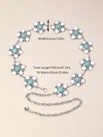Y2K Ethnic Style Bohemian Petal Zinc Alloy Epoxy Inlay Turquoise Rose Gold Plated Silver Plated Women's Waist Chain sku image 2