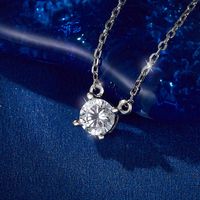 Sterling Silver White Gold Plated Simple Style Classic Style Inlay Geometric Zircon Pendant Necklace main image 4