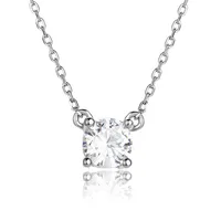 Sterling Silver White Gold Plated Simple Style Classic Style Inlay Geometric Zircon Pendant Necklace sku image 1