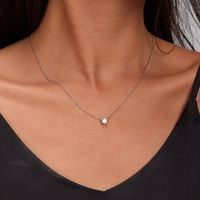 Sterling Silver White Gold Plated Simple Style Classic Style Inlay Geometric Zircon Pendant Necklace main image 6