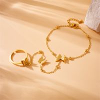 Vintage Style Sweet Butterfly 304 Stainless Steel 18K Gold Plated Bracelets In Bulk main image 5