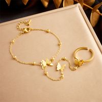 Vintage Style Sweet Butterfly 304 Stainless Steel 18K Gold Plated Bracelets In Bulk main image 1