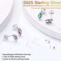 1 Pair Elegant Shiny Solid Color Plating Inlay Sterling Silver Zircon Silver Plated Ear Studs main image 4