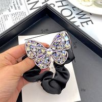Women's Sweet Simple Style Butterfly Cloth Inlay Artificial Crystal Rhinestones Hair Tie main image 2