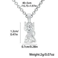 Sterling Silver White Gold Plated Cute Inlay Cat Zircon Pendant Necklace main image 2