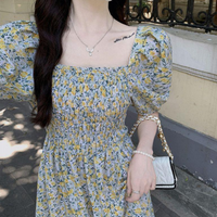 Women's Tea Dress Casual Square Neck Short Sleeve Ditsy Floral Maxi Long Dress Daily main image 5