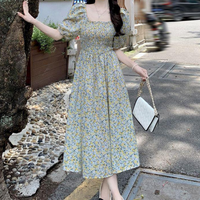 Women's Tea Dress Casual Square Neck Short Sleeve Ditsy Floral Maxi Long Dress Daily main image 7