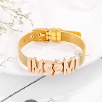304 Stainless Steel Gold Plated Casual Retro Plating Letter Heart Shape Alloy Bangle main image 1