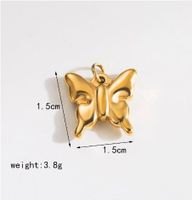 1 Piece 19 * 13mm 25 * 20mm Diameter 15mm Hole 1~1.9mm Stainless Steel 14K Gold Plated Butterfly Bow Knot Polished Pendant main image 2
