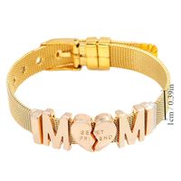 304 Stainless Steel Gold Plated Casual Retro Plating Letter Heart Shape Alloy Bangle main image 2