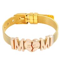 304 Stainless Steel Gold Plated Casual Retro Plating Letter Heart Shape Alloy Bangle sku image 3