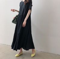 Women's Regular Dress Simple Style Round Neck Short Sleeve Solid Color Maxi Long Dress Holiday Daily main image 2