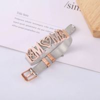 Casual Modern Style Letter 304 Stainless Steel 14K Gold Plated Alloy Rhinestones Wristband Bangle In Bulk main image 4