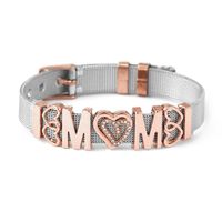 Casual Modern Style Letter 304 Stainless Steel 14K Gold Plated Alloy Rhinestones Wristband Bangle In Bulk sku image 7
