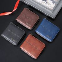 Men's Solid Color Pu Leather Zipper Small Wallets main image 7