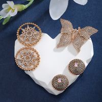 1 Pair Elegant XUPING Geometric Round Butterfly Inlay Copper Artificial Gemstones 18K Gold Plated Ear Studs main image 1