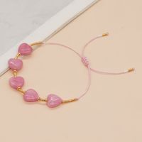 Fairy Style Heart Shape Artificial Gemstones Alloy Rope Women's Drawstring Bracelets main image 5