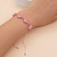 Estilo De Hadas Forma De Corazón Piedras Preciosas Artificiales Aleación Soga Mujeres Pulseras De Cordón main image 3