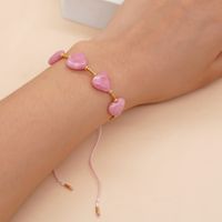 Fairy Style Heart Shape Artificial Gemstones Alloy Rope Women's Drawstring Bracelets main image 3