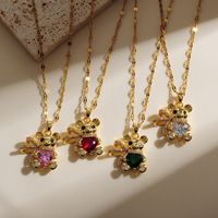 Copper Gold Plated Simple Style Classic Style Plating Inlay Bear Zircon Pendant Necklace main image 3