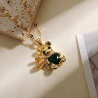Copper Gold Plated Simple Style Classic Style Plating Inlay Bear Zircon Pendant Necklace main image 9
