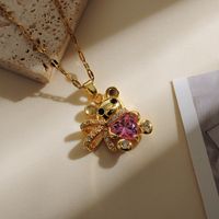 Copper Gold Plated Simple Style Classic Style Plating Inlay Bear Zircon Pendant Necklace main image 8