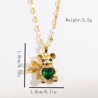 Copper Gold Plated Simple Style Classic Style Plating Inlay Bear Zircon Pendant Necklace main image 2