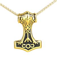1 Piece 304 Stainless Steel Titanium Steel None 18K Gold Plated Hammer Pendant main image 5