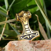 1 Piece 304 Stainless Steel Titanium Steel None 18K Gold Plated Hammer Pendant main image 6